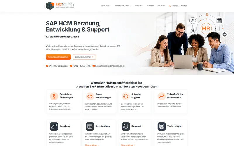 Screenshot des neuen Webauftritts der BEST Solution GmbH